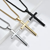 Black Cross Stainless Steel Pendant Necklace